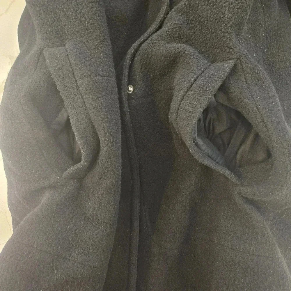 Theory Datyah Wool Shearling Lamb Coat Black Size Medium